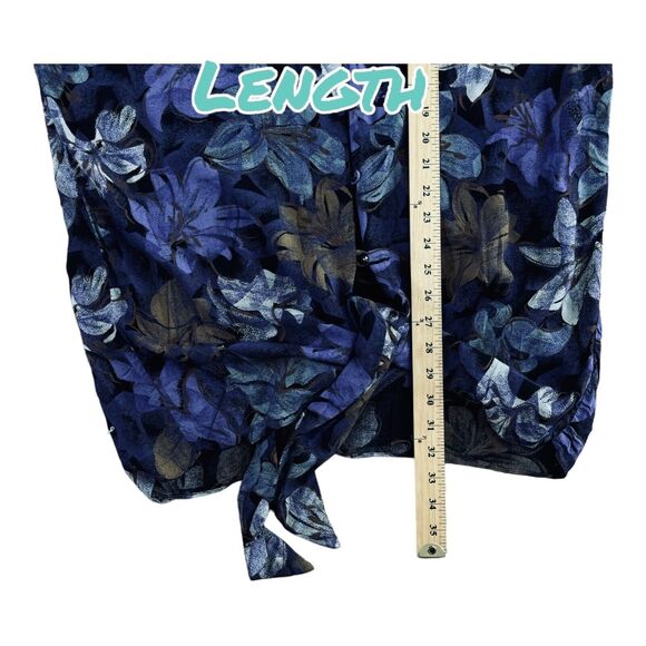 Vintage KSL Karin Stevens Shirtdress Womens Large Floral Boxy Button Tie Front - Picture 12 of 12